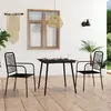 vidaXL Mobilier à dîner d'extérieur 3 pcs Corde en coton et acier Noir