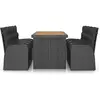 vidaXL Ensemble à manger d'extérieur 9pcs coussins résine tressée noir