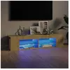 vidaXL Meuble TV avec lumières LED chêne sonoma 135x39x30 cm