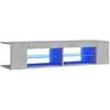vidaXL Meuble TV avec lumières LED gris béton 135x39x30 cm
