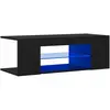 vidaXL Meuble TV avec lumières LED Noir 90x39x30 cm