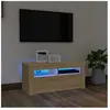 vidaXL Meuble TV avec lumières LED chêne sonoma 90x35x40 cm