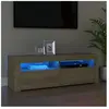 vidaXL Meuble TV avec lumières LED chêne sonoma 120x35x40 cm