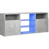 vidaXL Meuble TV avec lumières LED gris béton 120x30x50 cm