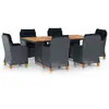 vidaXL Ensemble à manger d'extérieur 7pcs et coussins résine tressée