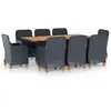 vidaXL Mobilier à dîner 9 pcs avec coussins Résine tressée Gris foncé