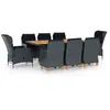 vidaXL Mobilier à dîner 9 pcs avec coussins Résine tressée Gris foncé