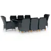 vidaXL Mobilier à dîner 9 pcs avec coussins Résine tressée Gris foncé