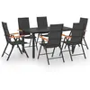 vidaXL Ensemble de salle à manger de jardin 7 pcs Noir et marron