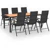 vidaXL Ensemble de salle à manger de jardin 7 pcs Noir et marron