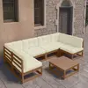 vidaXL Ensemble de salle à manger de jardin 7 pcs Noir et marron