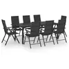 vidaXL Ensemble de salle à manger de jardin 9 pcs Noir