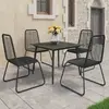 vidaXL Ensemble à manger de jardin 5 pcs PVC résine tressée noir