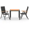 vidaXL Ensemble de salle à manger de jardin 3 pcs Noir et marron
