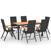 vidaXL Ensemble de salle à manger de jardin 7 pcs Noir et marron