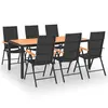 vidaXL Ensemble de salle à manger de jardin 7 pcs Noir et marron