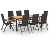 vidaXL Ensemble de salle à manger de jardin 9 pcs Noir et marron