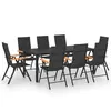 vidaXL Ensemble de salle à manger de jardin 9 pcs Noir et marron