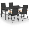 vidaXL Ensemble de salle à manger de jardin 5 pcs Noir et marron