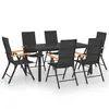 vidaXL Ensemble de salle à manger de jardin 7 pcs Noir et marron