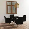 vidaXL Ensemble à dîner de jardin 5 pcs Résine tressée Noir
