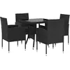 vidaXL Ensemble à dîner de jardin 5 pcs Résine tressée Noir