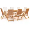vidaXL Salon de jardin 9 pcs avec coussins Bois de teck massif