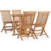 vidaXL Mobilier à dîner d'extérieur pliable 5 pcs Bois solide de teck