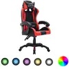 vidaXL Fauteuil de jeux vidéo avec LED RVB Rouge et noir Similicuir