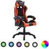 vidaXL Fauteuil de jeux vidéo avec LED RVB Orange et noir Similicuir