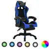 vidaXL Fauteuil de jeux vidéo avec LED RVB Bleu et noir Similicuir