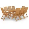 vidaXL Salon de jardin 9 pcs Bois de teck massif