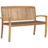 vidaXL Banc de jardin empilable et coussin 128,5cm Bois de teck massif