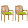 vidaXL Chaises de jardin 2 pcs avec coussins vert vif Teck massif
