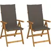 vidaXL Chaises inclinables de jardin 2 pcs avec coussins Bois d'acacia