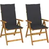 vidaXL Chaises inclinables de jardin 2 pcs avec coussins Bois d'acacia