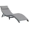 vidaXL Chaise longue avec coussin Gris Bois d'acacia solide