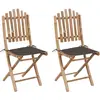 vidaXL Chaises pliables de jardin 2 pcs avec coussins Bambou