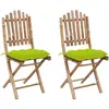 vidaXL Chaises pliables de jardin 2 pcs avec coussins Bambou