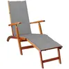 vidaXL Chaise de terrasse avec repose-pied et coussin Acacia solide
