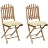 vidaXL Chaises pliables de jardin 2 pcs avec coussins Bambou