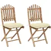 vidaXL Chaises pliables Bambou avec Coussins Crème
