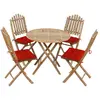 vidaXL Mobilier à dîner d'extérieur pliable 5 pcs avec coussins Bambou
