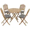 vidaXL Mobilier à dîner d'extérieur pliable 5 pcs avec coussins Bambou