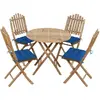 vidaXL Mobilier à dîner d'extérieur pliable 5 pcs avec coussins Bambou