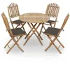 vidaXL Mobilier à dîner d'extérieur pliable 5 pcs avec coussins Bambou