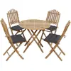 vidaXL Mobilier à dîner d'extérieur pliable 5 pcs avec coussins Bambou