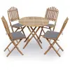 vidaXL Mobilier à dîner d'extérieur pliable 5 pcs avec coussins Bambou