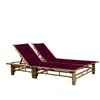 vidaXL Chaise longue pour 2 personnes avec coussins Bambou