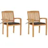 vidaXL Chaises de jardin 2 pcs avec coussins taupe Bois de teck massif
